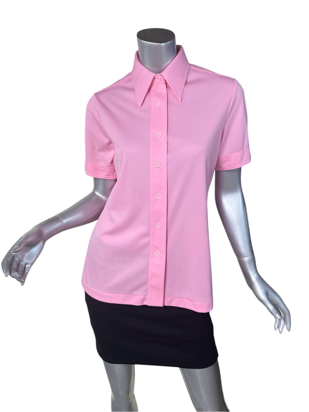 Vintage 70’s Sears Perma Prest Button Up Short Sleeve Shirt Pink Women’s 14
